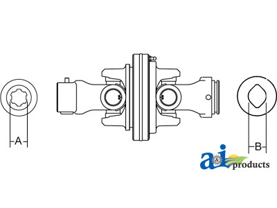 A-W376100 80° C.V. Assembly with 1.375" 6 Spline & OvGA Yokes