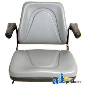 A-T500GY Seat, Universal w/ Slide Track & Flip-Up Armrests, Plastic Pan, GRY VINYL