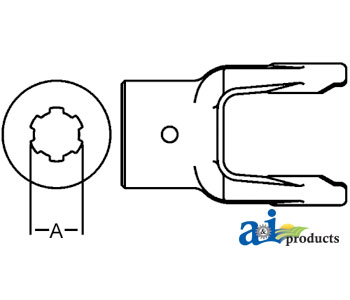 A-D148114 Implement Yoke, 2000 Series, 1 1/4" 6 Spline, 3 1/2" Length, 1/2"-20 Tapped Hole