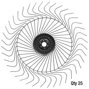 A-RWH230280B Rake Wheel Complete, (LH) w/ 7.5mm Tines - Bulk (25)
