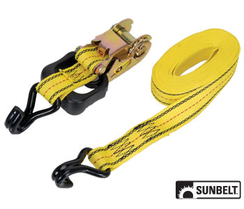 A-B1350701 PRO GRIP Ratchet Tie Down, Standard Duty, 16' x 1-1/2", w/ Hooks, Yellow