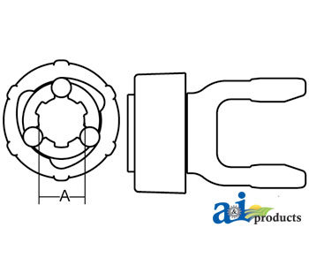 A-BP5720G0374-A Tractor Yoke, Splined 1 3/8" - 6 Spline w/ Slide Collar
