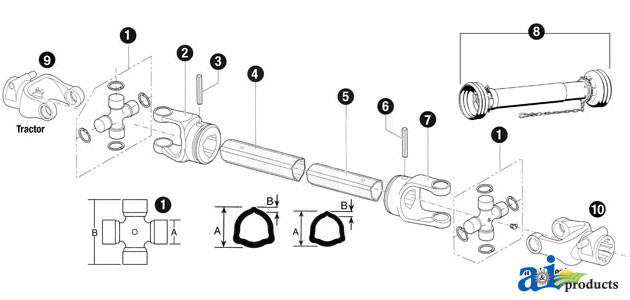 A-CS53811 Driveline; W/ 1 3/8" 6 Spline QD Yokes