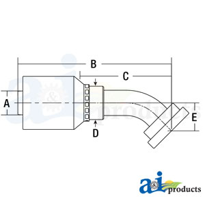 A-C6145-12-12-W (HW-C61) Code 61 Flange Head - 45° Elbow
