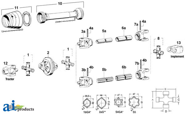 A-212064 IMP. YOKE, SPLINED