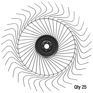 A-RWH230279B Rake Wheel Complete, (RH) w/ 7.5mm Tines - Bulk (25)