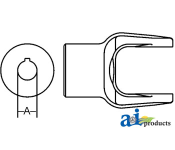 A-W040259 Implement Yoke, Round Bore 1" w/ 1/4" Keyway & Tapped Hole