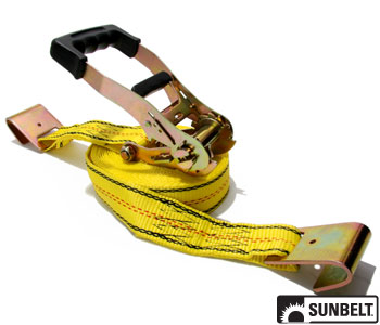A-B1310781 27' X 2" Ratchet, Yellow Webbing, Large Bar Handle, Flat Hooks, Cut Case