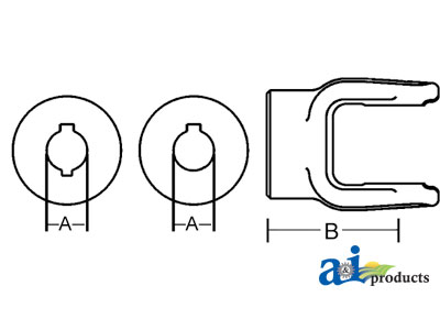 A-D108018 Implement Yoke, N1000 Series, 1 1/8" Round Bore, 2 1/2" Long, 1/4" Keyway, 3/8"-16 Tapped Hole