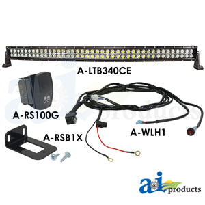 A-LTB340CEKT Light Bar Kit, LED, 40" Curved Double Row, Flood / Spot Combo, Harness, Switch