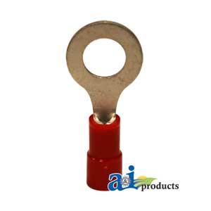 A-R05 Ring Terminal, Insulated, Wire Size 22-16, Stud Size 1/4, 10 Pk