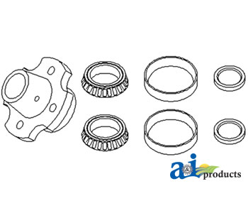 A-VPN1004 Hub, Kit w/ Brgs & Seals, 5" Center, 4 Bolt