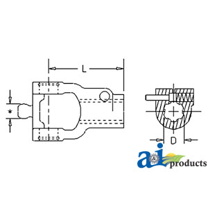 A-141026267 Tractor yoke, CV, QD push pin, 1 3/4" 20 spline