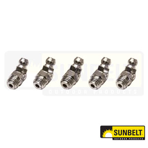 A-B1PLGF46222 8mm x 1mm Taper Thread 45 Degree Grease Fitting, 5 pcs