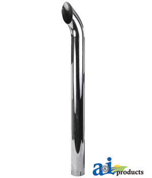 A-ZNL89375C Chrome Exhaust Stack, Curved, 48" Long, 4" W/ 3.86" ID