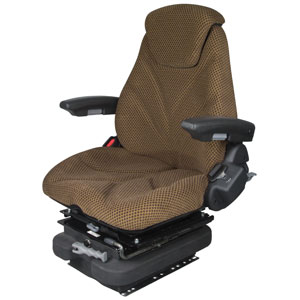 A-F20M5140 Seat, F20 Series w/ Isolator, Low Pro Mechanical Suspension, Brown Checkered Cloth