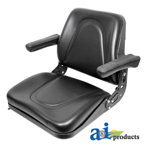 A-T500BL Seat, Universal w/ Slide Track & Flip-Up Armrests, BLK VINYL