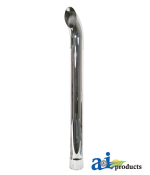 A-ZNL89057C Chrome Exhaust Stack, Curved, 48" Long, Slotted 4" ID