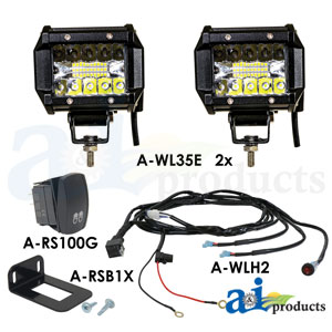 A-WL35EKT Light Kit, LED, Spot, 2 Lights, Harness, Switch