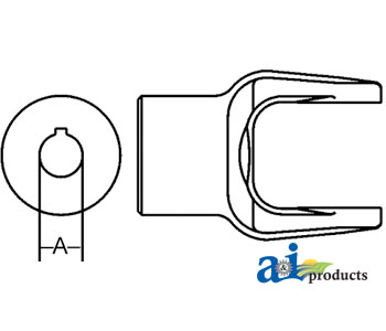 A-BP212036151-A Implement Yoke, Round Bore 25mm w/ 8mm Keyway