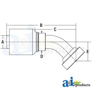 A-CAT45-16-16-W (HW-CAT) Caterpillar Flange Head - 45° Elbow