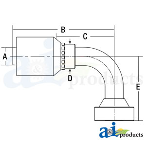 A-CAT90-12-12-W CAT FLANGE-90°