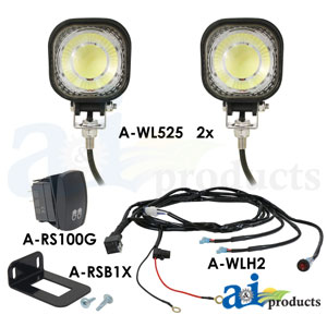 A-WL525KT Light Kit, LED, Flood, 2 Lights, Harness, Switch