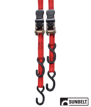 A-B1312620 PRO GRIP Ratchet Tie Down, Standard Duty, 6' x 1", w/ Hooks, Red (2 per pack)