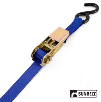 A-B1309710 13' X 1" Ratchet, Blue Webbing, Zinc Handle, Hooks