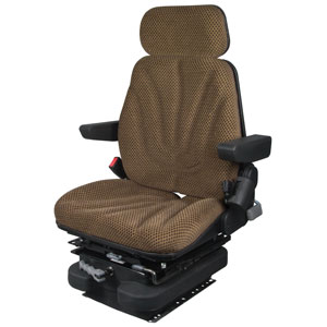 A-F10M4140 Seat, F10 Series w/ Isolator, Low Pro Mechanical Suspension, Brown Checkered Cloth