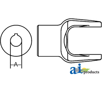 A-BP212056451-A Implement Yoke, Round Bore 40mm w/ 12mm Keyway
