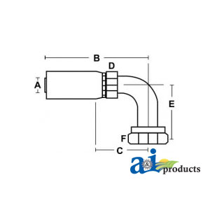 A-FJX90L-04-04 (HC-FJX90L) Female JIC 37° - Swivel - 90° Elbow Long