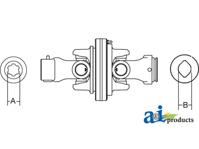 A-W376101-A 80° C.V. Assembly with 1.375" 6 Spline & OvGA Yokes