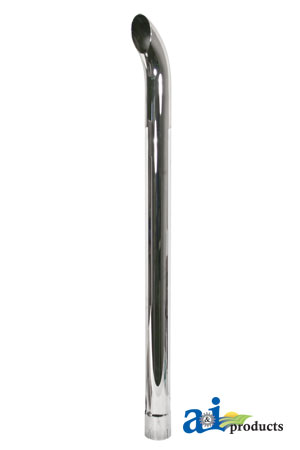 A-ZNL89051C Chrome Exhaust Stack, Curved, 48" Long, Slotted 3" ID