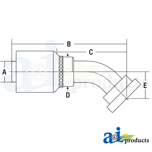A-C6245-16-16-W (HW-C62) Code 62 Flange Head - 45° Elbow