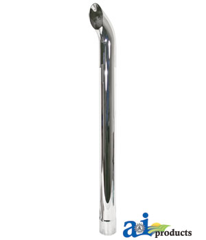 A-ZNL89054C Chrome Exhaust Stack, Curved, 48" Long, Slotted 3 1/2" ID