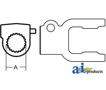 A-BP5720M3876 Tractor Yoke, Splined 1 3/4" - 20 Spline w/ Slide Collar