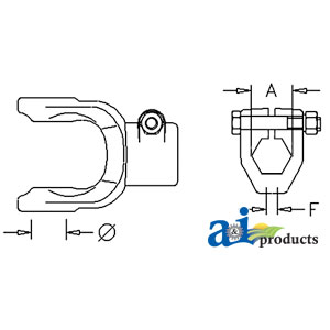 A-W175054-A Implement Yoke, Hex Bore 1 1/8" w/ Clamp Bolt
