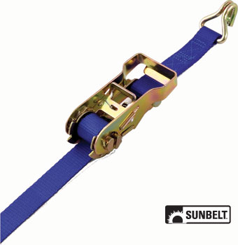 A-B1043118 16' X 1 1/8" Ratchet, Zinc, Blue Webbing, Double J Hook