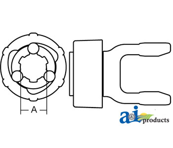 A-BP5720M3776-A Tractor Yoke, 1 3/8" Splined, 21 Spline, Slide Collar