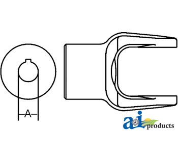 A-W041410-A Implement Yoke, Round Bore 35mm w/ 10mm Keyway & Set Screw
