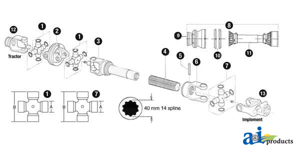 A-87751 Complete 80° CV Driveline; 540 RPM