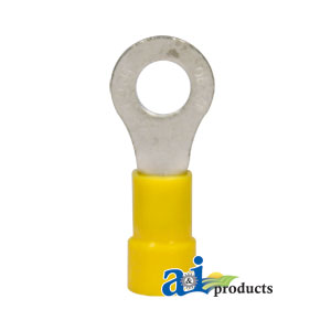 A-R08 Ring Terminal, Insulated, Wire Size 12-10, Stud Size 1/4", 10 Pk