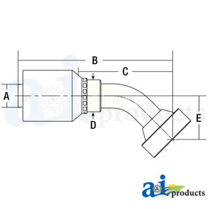 A-CAT45-12-12-W (HW-CAT) Caterpillar Flange Head - 45° Elbow