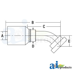 A-C6245-12-12-W (HW-C62) Code 62 Flange Head - 45° Elbow